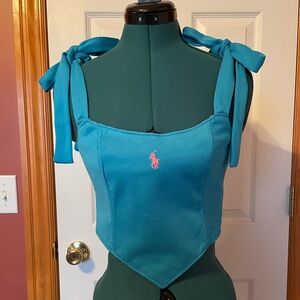 Upcycled ralph Lauren corset top with men’s shirt lining size small